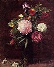 Flowers Large Bouquet with Three Peonies by Henri Fantin-Latour
